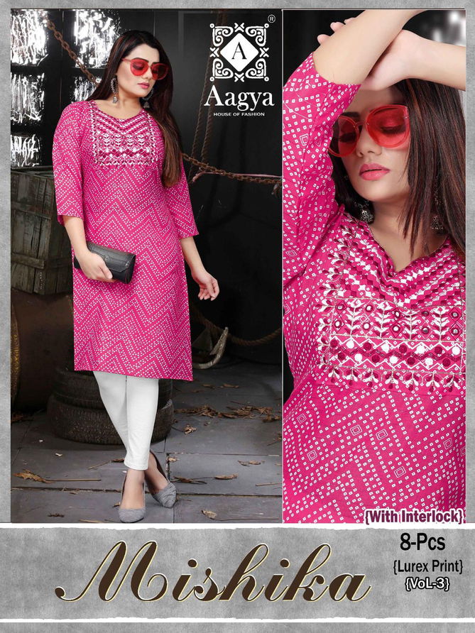 Aagya Mishika 3 Fancy Wear Wholesale Kurti Collection